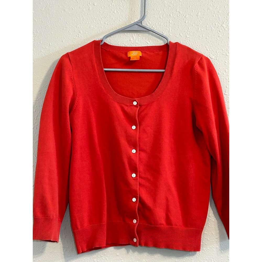 Y2K Preppycore Cottagecore Red Scoop Neck Button Front Cardigan  Womens L